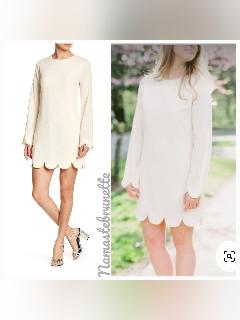 NWT Anthropologie Scalloped Hem Long Sleeve Midi Dress